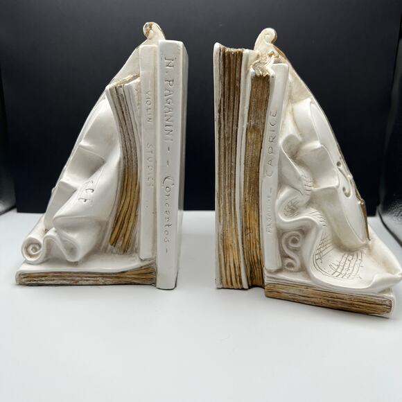 Universal Statuary Corp Classical Music Bookends 1964 Violin Cello Concertos - Picture 13 of 13